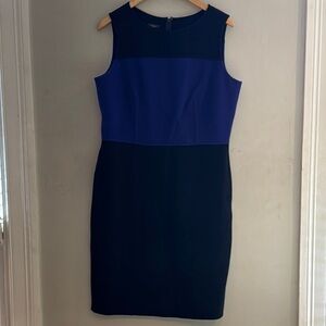 Talbots Blue and Black Colorblock Mini Dress